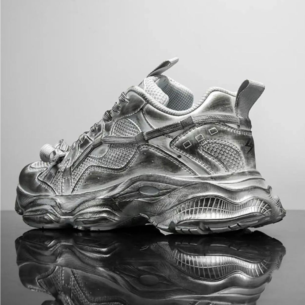 Silver Chunky Sneakers
